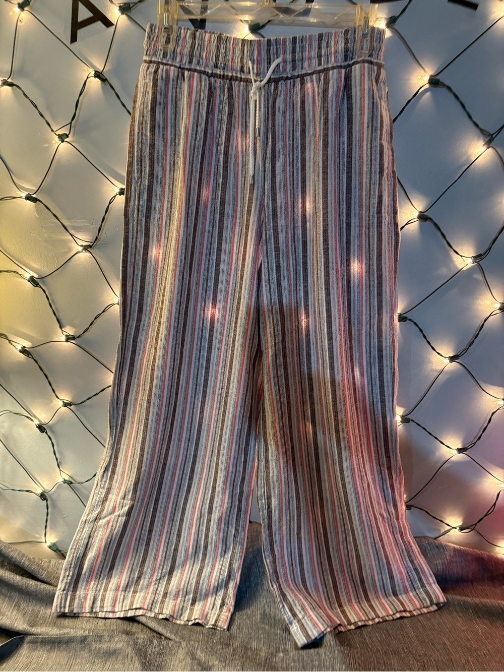 Time and Tru Striped Knit Pants in White and Coral 16↔️ 41out 29inseam #1895